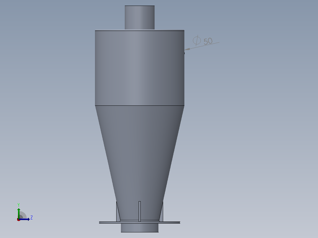 旋风设计及其在 ANSYS FLUENT 上的模拟左视图