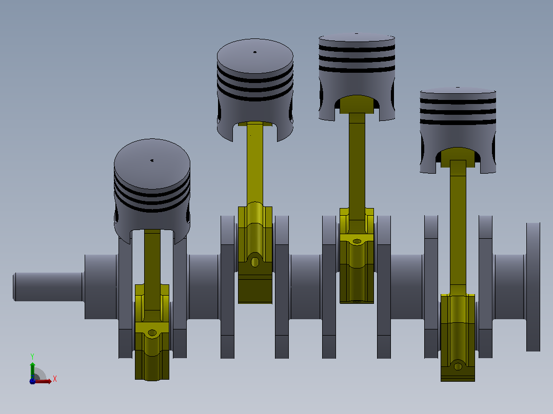 4 Inline Cylinder Engine前视图