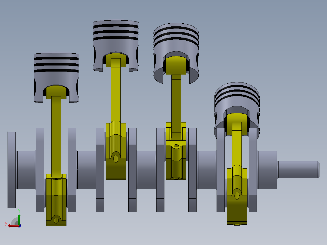 4 Inline Cylinder Engine后视图