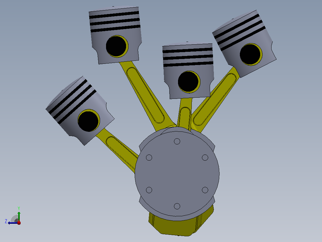 4 Inline Cylinder Engine右视图
