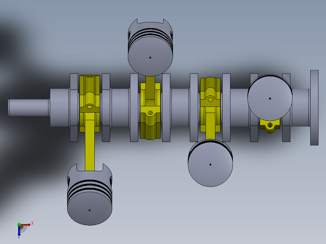 4 Inline Cylinder Engine俯视图