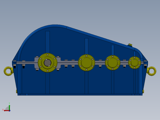 三级圆柱齿轮减速机3d图纸后视缩略图