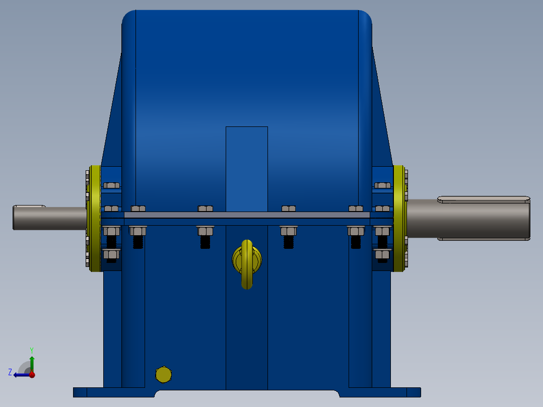 三级圆柱齿轮减速机3d图纸右视图