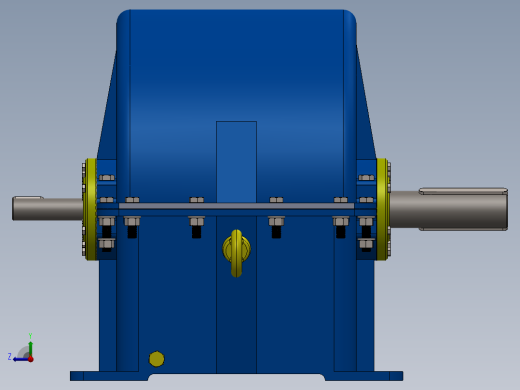 三级圆柱齿轮减速机3d图纸右视缩略图