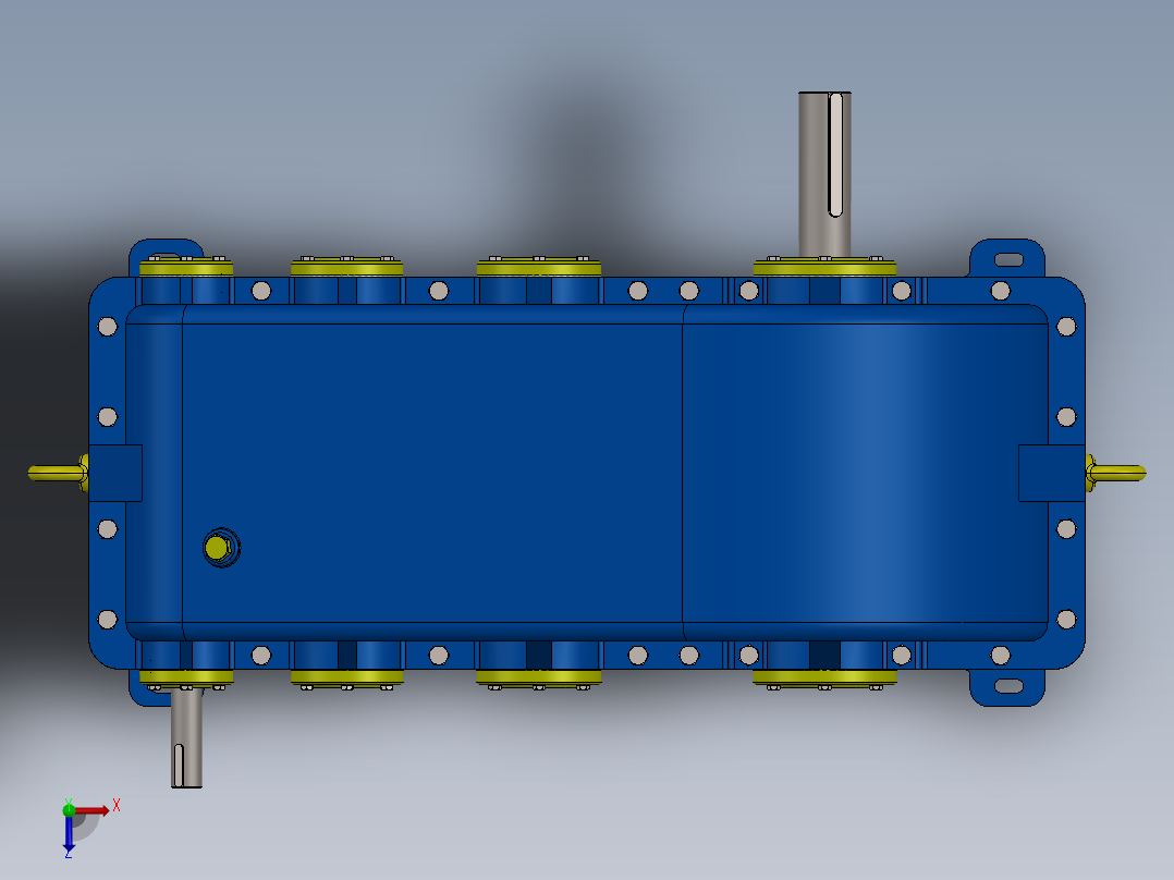 三级圆柱齿轮减速机3d图纸俯视图