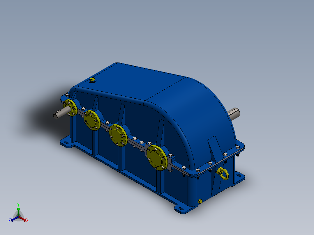 三级圆柱齿轮减速机3d图纸正等轴测图