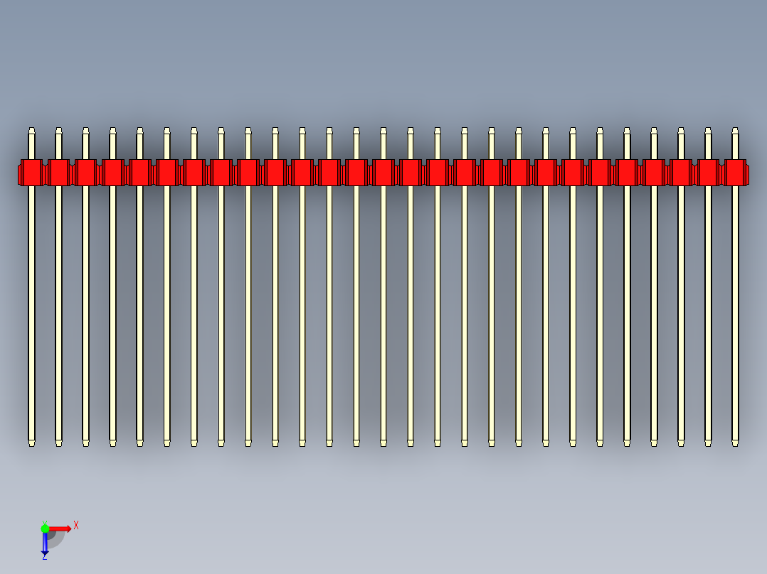 彩色公头100mil（2.54mm）系列-DS1021_red_2x27p_100mil_Type43_rev1.0俯视图