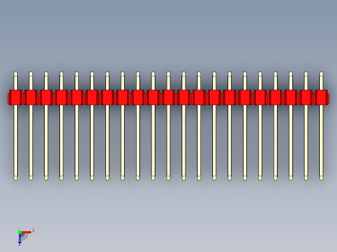 彩色公头100mil（2.54mm）系列-DS1021_red_1x21p_100mil_Type5_rev1.0俯视图