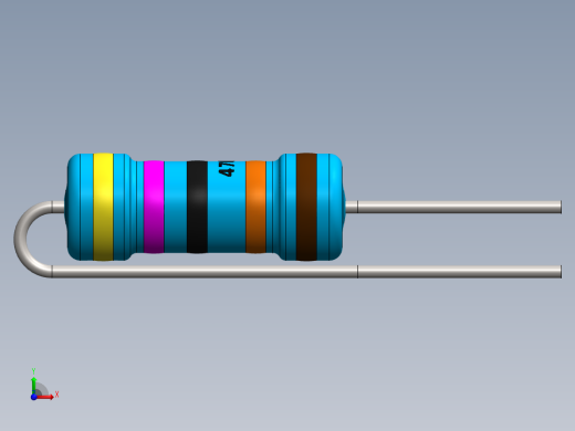 电容器 二极管 电阻器-Resistor Vertical 470K Ohm 1W前视缩略图