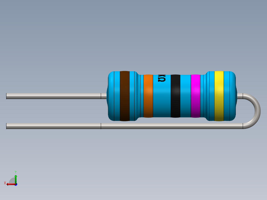 电容器 二极管 电阻器-Resistor Vertical 470K Ohm 1W后视图