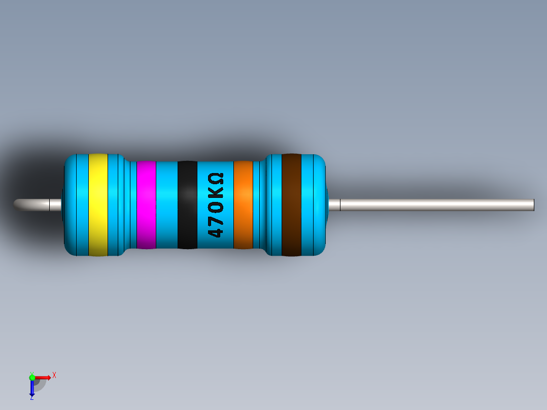 电容器 二极管 电阻器-Resistor Vertical 470K Ohm 1W俯视图