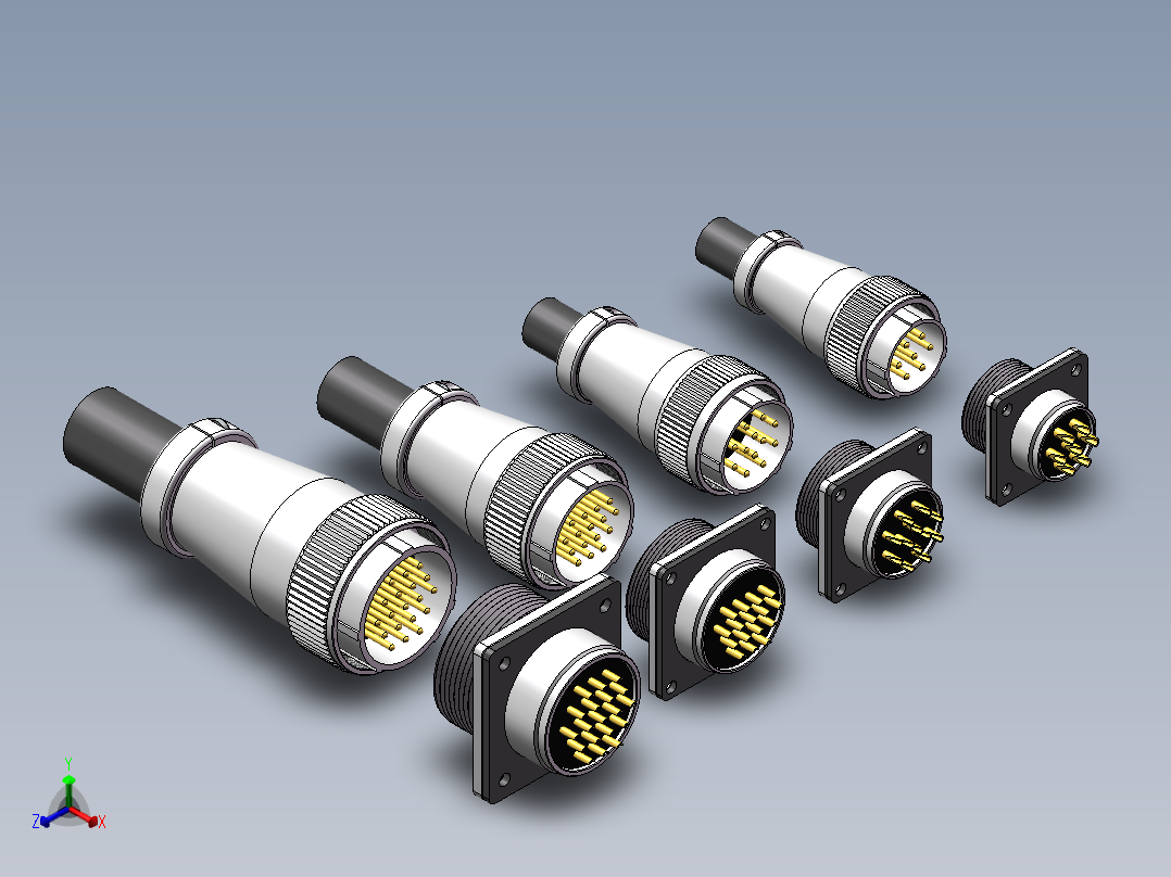 威浦航空插头WS20~32系列正等轴测图