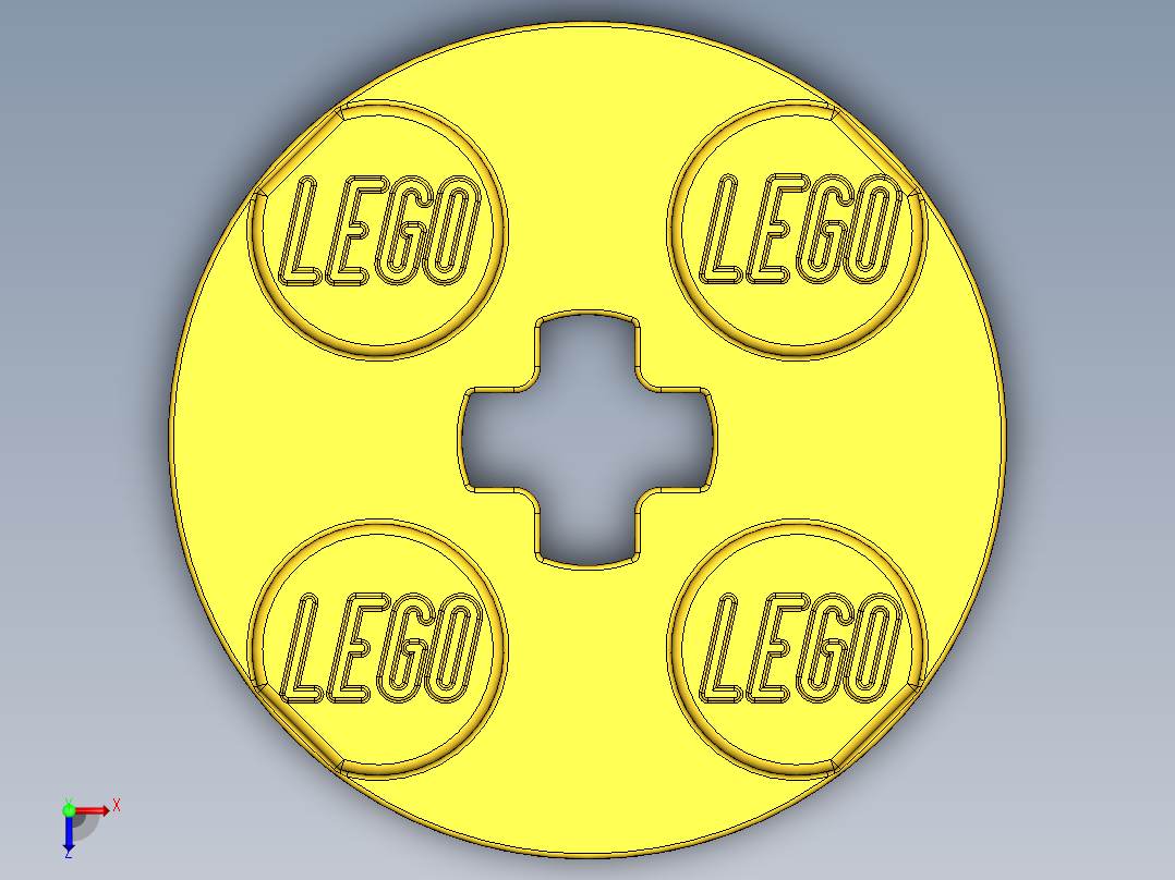 乐高零件 4032 板 2 x 2 圆形-403224 Bright Yellow Plate 2 x 2 Round俯视图