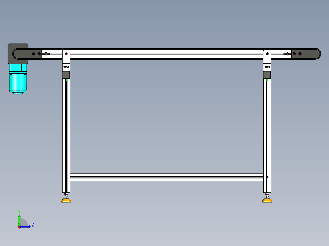 LE-XC5050-右直连驱动中载皮带线-负载80kg左视图