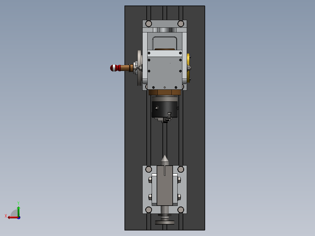 Modelado车床机构简易模型3D图纸 Solidworks设计后视图
