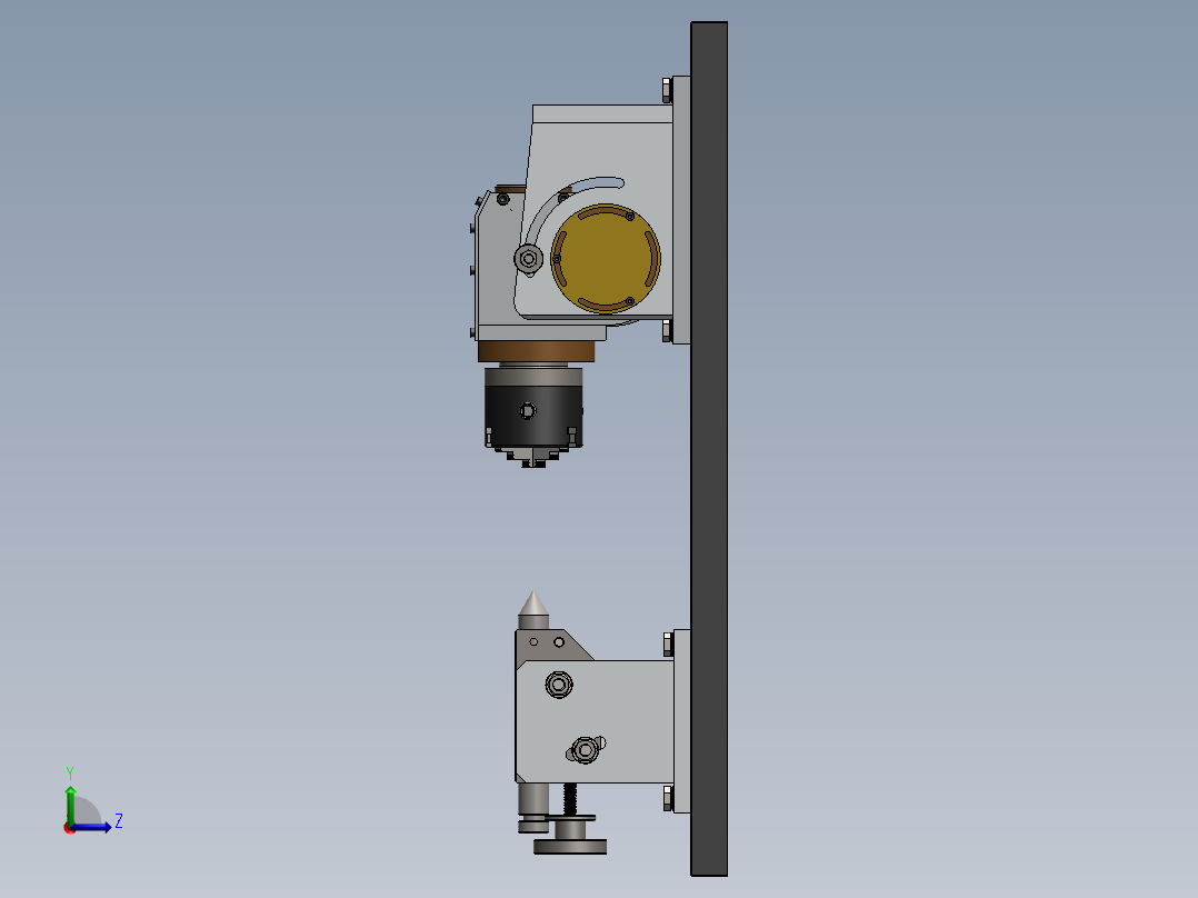 Modelado车床机构简易模型3D图纸 Solidworks设计左视图