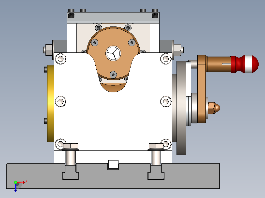 Modelado车床机构简易模型3D图纸 Solidworks设计俯视图