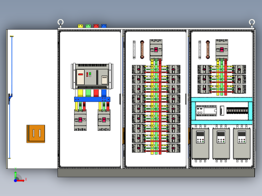 三柜组装万能断路器630A竖装plc软启动控制柜 55381前视缩略图