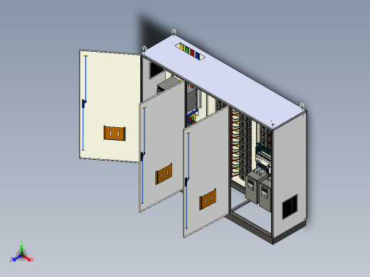 三柜组装万能断路器630A竖装plc软启动控制柜 55381正等轴测缩略图