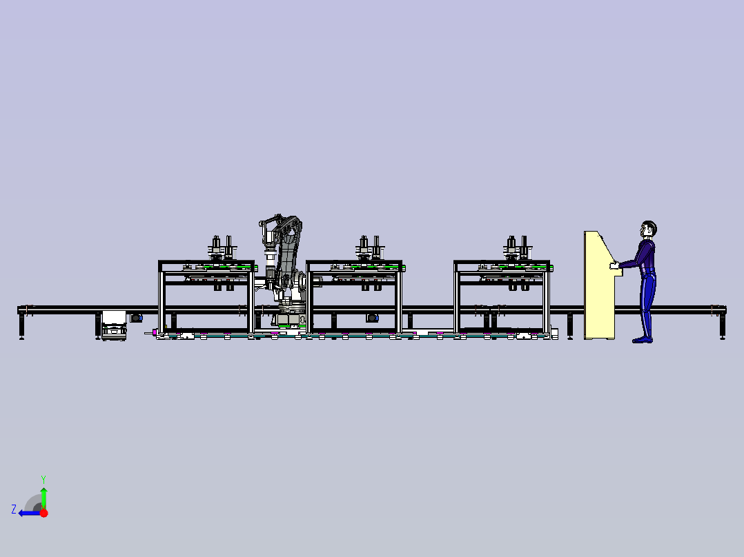 类轴承圆环的自动清理毛刺作业模拟右视图