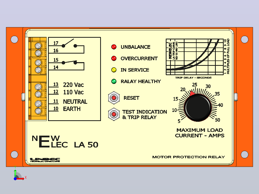新ELEC LA50序列号245187(电机保护继电器)前视图