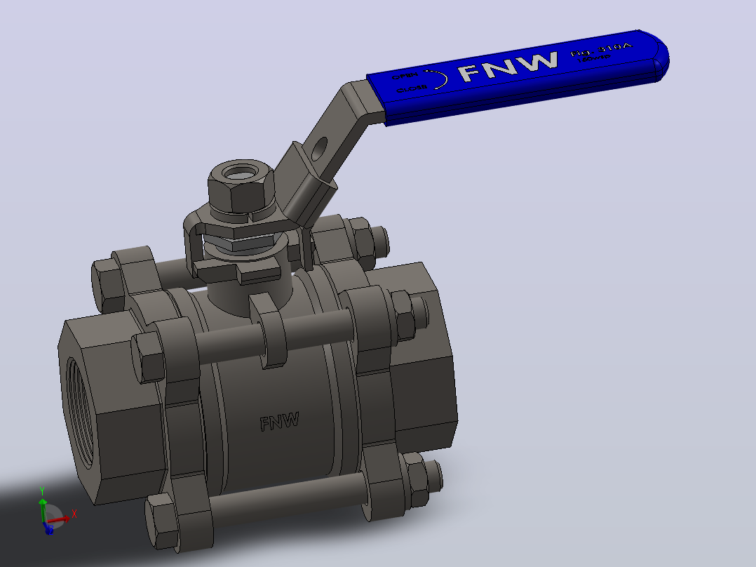 FNW-FNW310AH三片式内螺纹球阀主视图