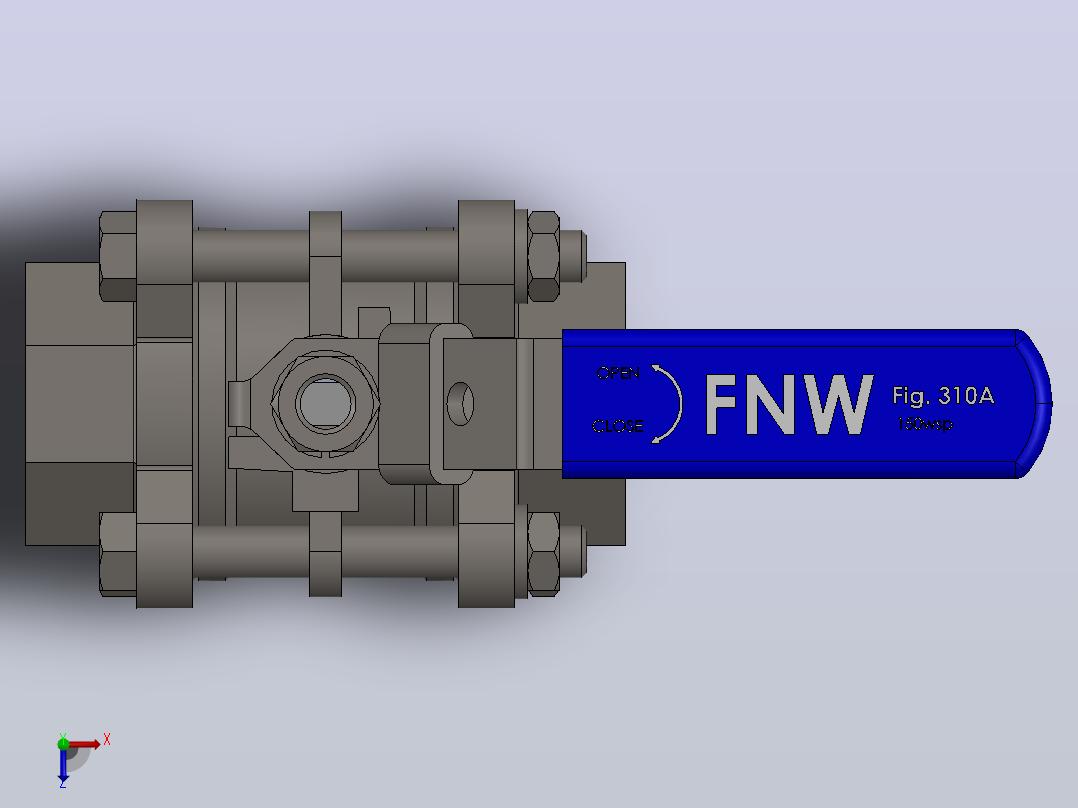 FNW-FNW310AH三片式内螺纹球阀俯视图
