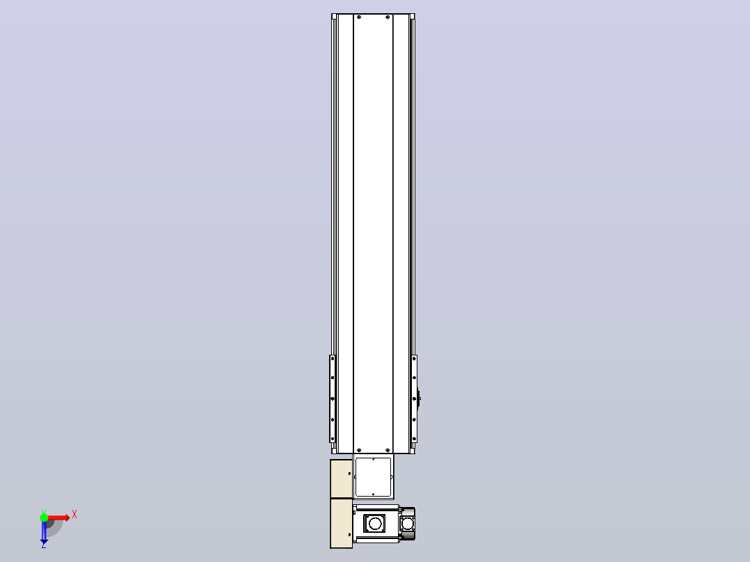 皮带直线轴半封闭可选导轨TPA-HNB-220D-176-L750-ML-Y-P1K-N3俯视图
