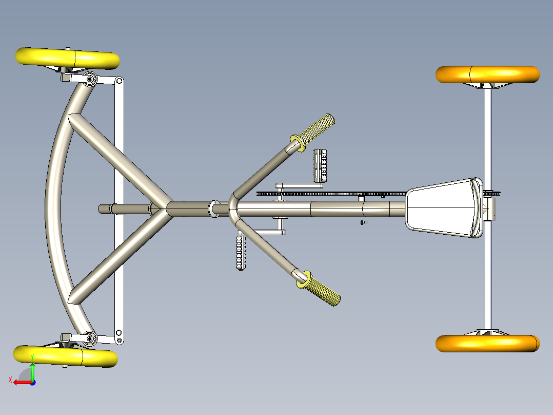 小孩儿童卡丁车底盘模型后视图