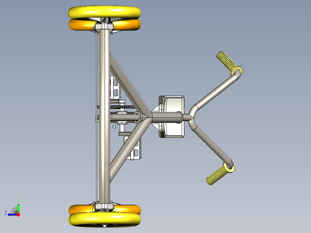 小孩儿童卡丁车底盘模型右视图