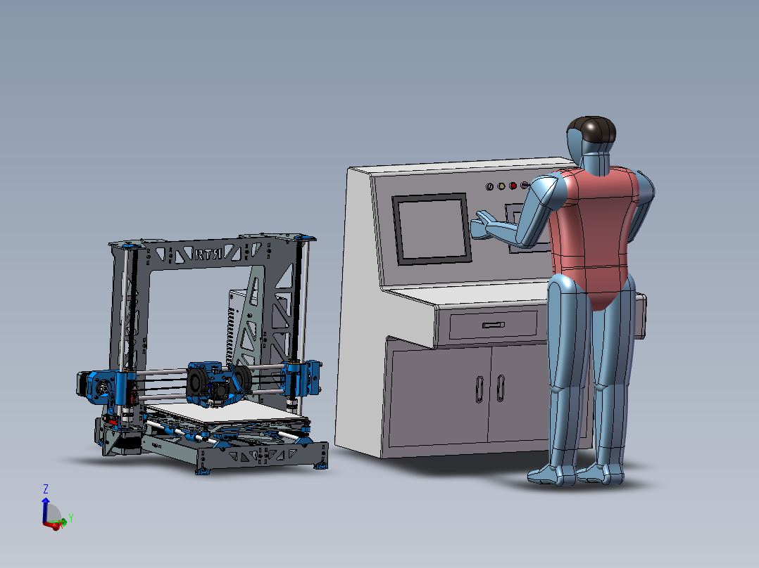 三轴钣金框架打印机3d图纸 智能数控控制3d打印机3D三维模型