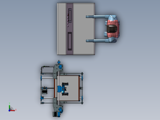 三轴钣金框架打印机3d图纸 智能数控控制3d打印机3D三维模型前视缩略图