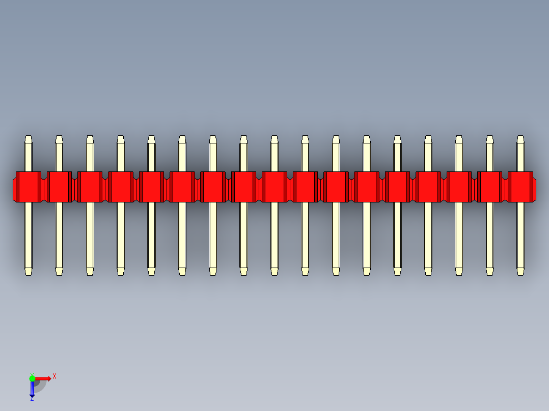 彩色公头100mil（2.54mm）系列-DS1021_red_3x17p_100mil_Type1_rev1.0俯视图