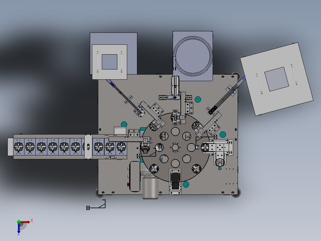 马达波珠弹簧片自动组装机（螺丝螺母组装）俯视图