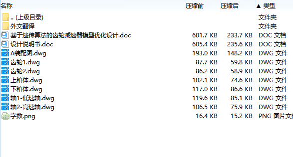 基于遗传算法的齿轮减速器模型优化设计含7张CAD图