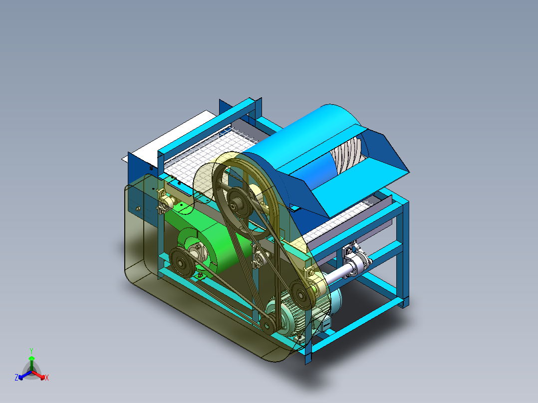 板栗脱蓬机正等轴测图