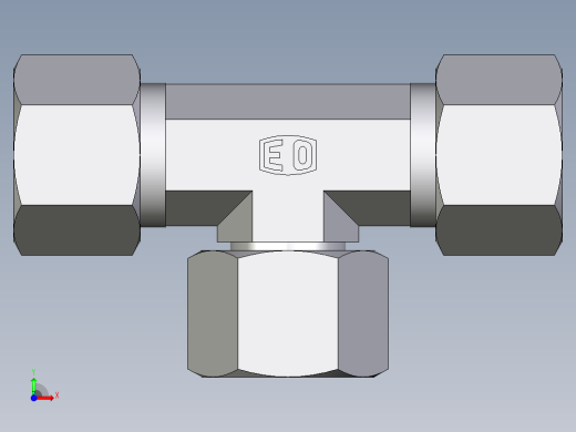 卡套式工业通用硬管接头EO_Swivel_nut_branch_tee_ET12S71前视缩略图