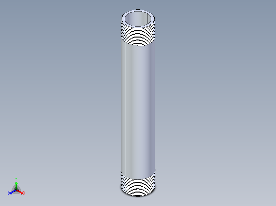 聚氯乙烯配件33-Sch80_Nipple_MPTxMPT_861-177_1.25in x 10in正等轴测图