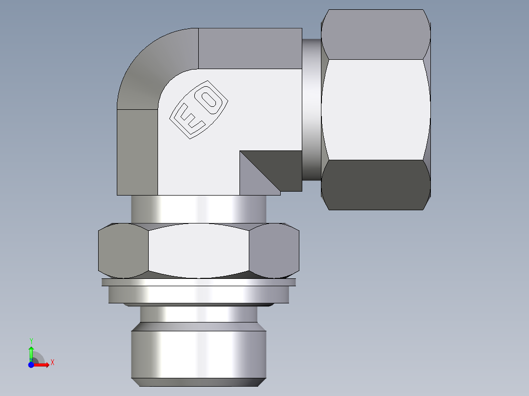 卡套式工业通用硬管接头EO_Adjustable_Locknut_elbow_WEE15ZLRCF前视图