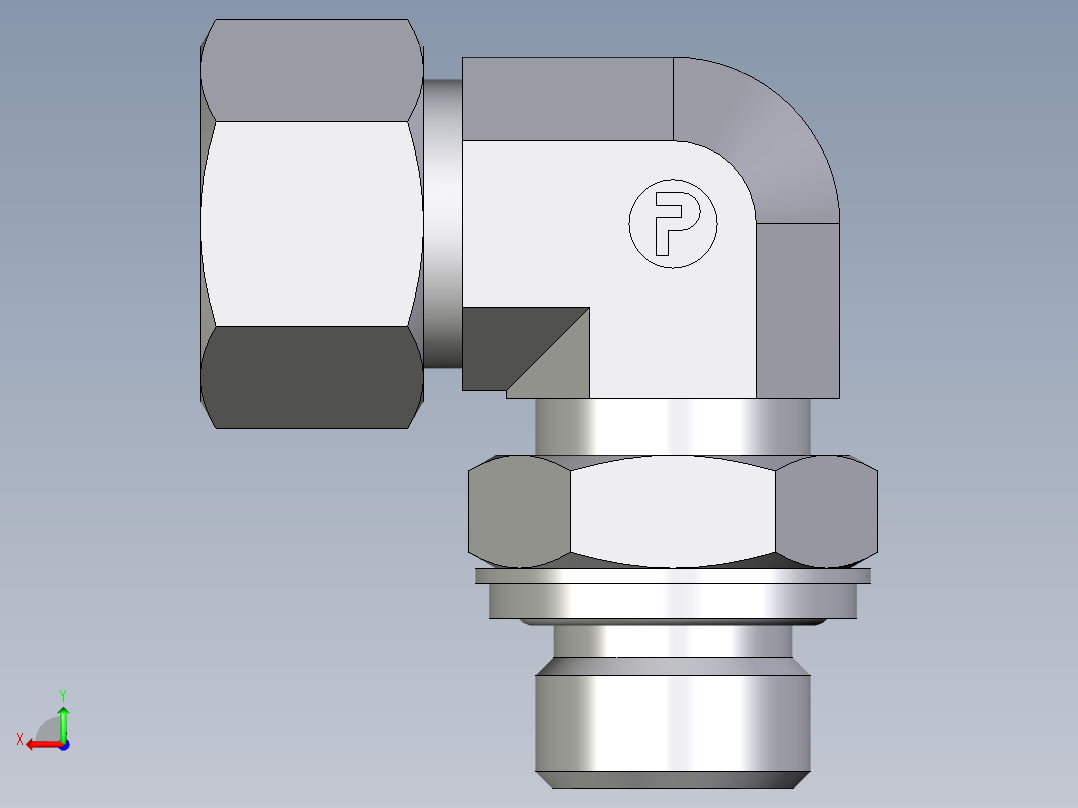 卡套式工业通用硬管接头EO_Adjustable_Locknut_elbow_WEE15ZLRCF后视图
