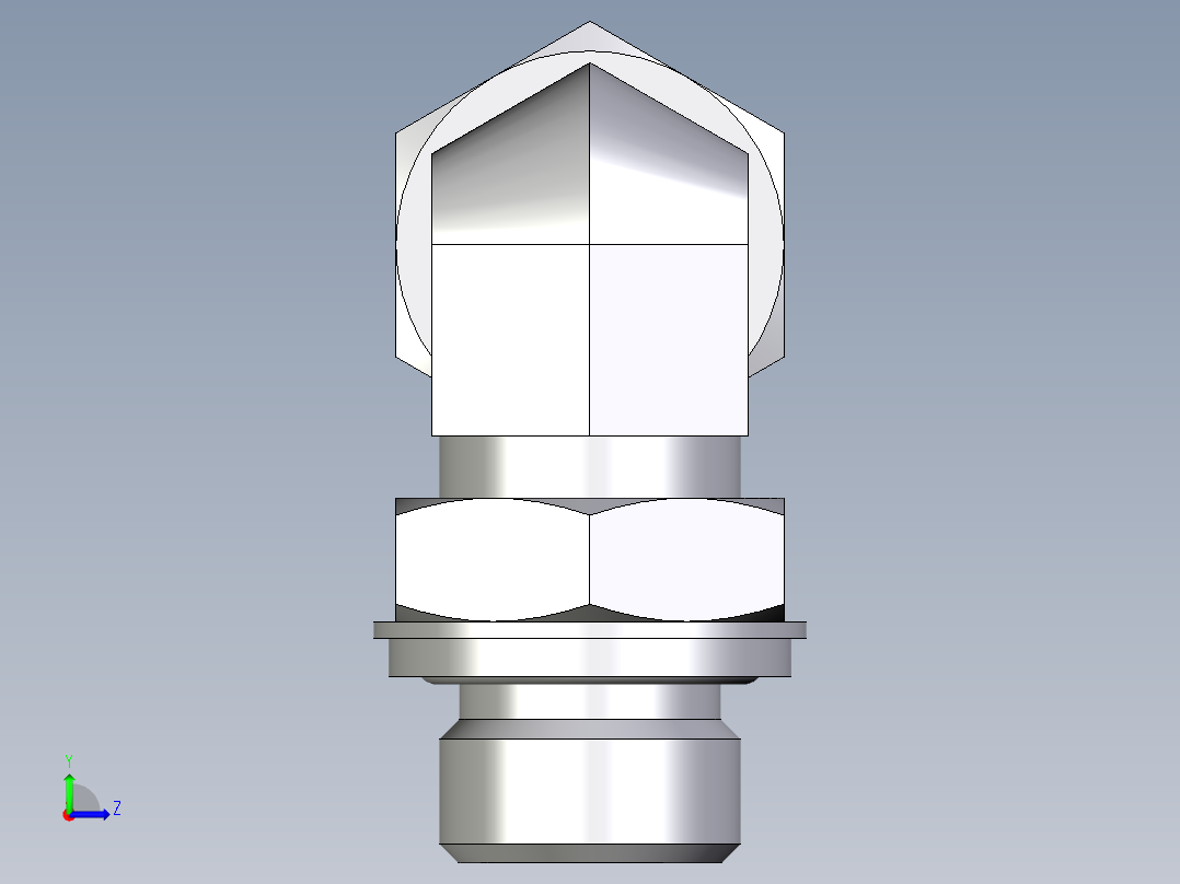 卡套式工业通用硬管接头EO_Adjustable_Locknut_elbow_WEE15ZLRCF左视图