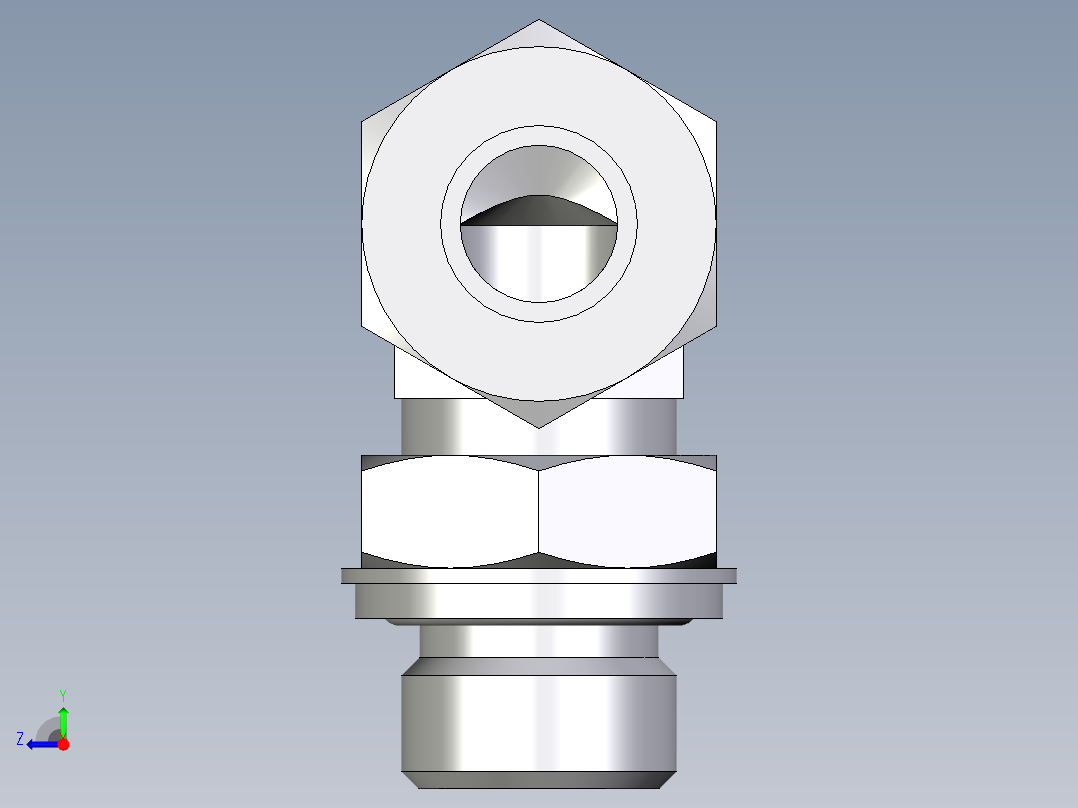 卡套式工业通用硬管接头EO_Adjustable_Locknut_elbow_WEE15ZLRCF右视图