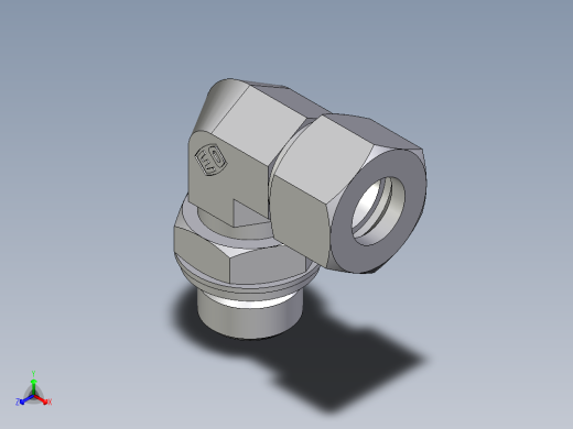 卡套式工业通用硬管接头EO_Adjustable_Locknut_elbow_WEE15ZLRCF正等轴测缩略图
