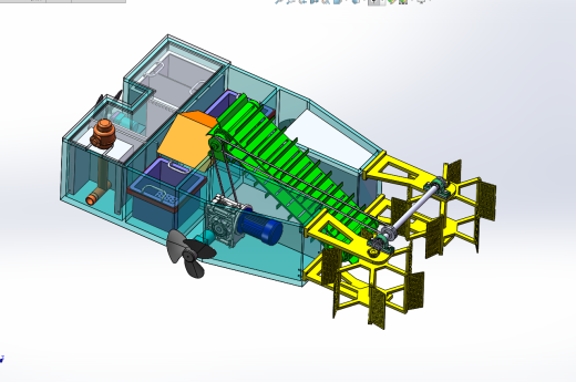 水面垃圾打捞船 清洁船打包设计含三维+二维+说明书缩略图