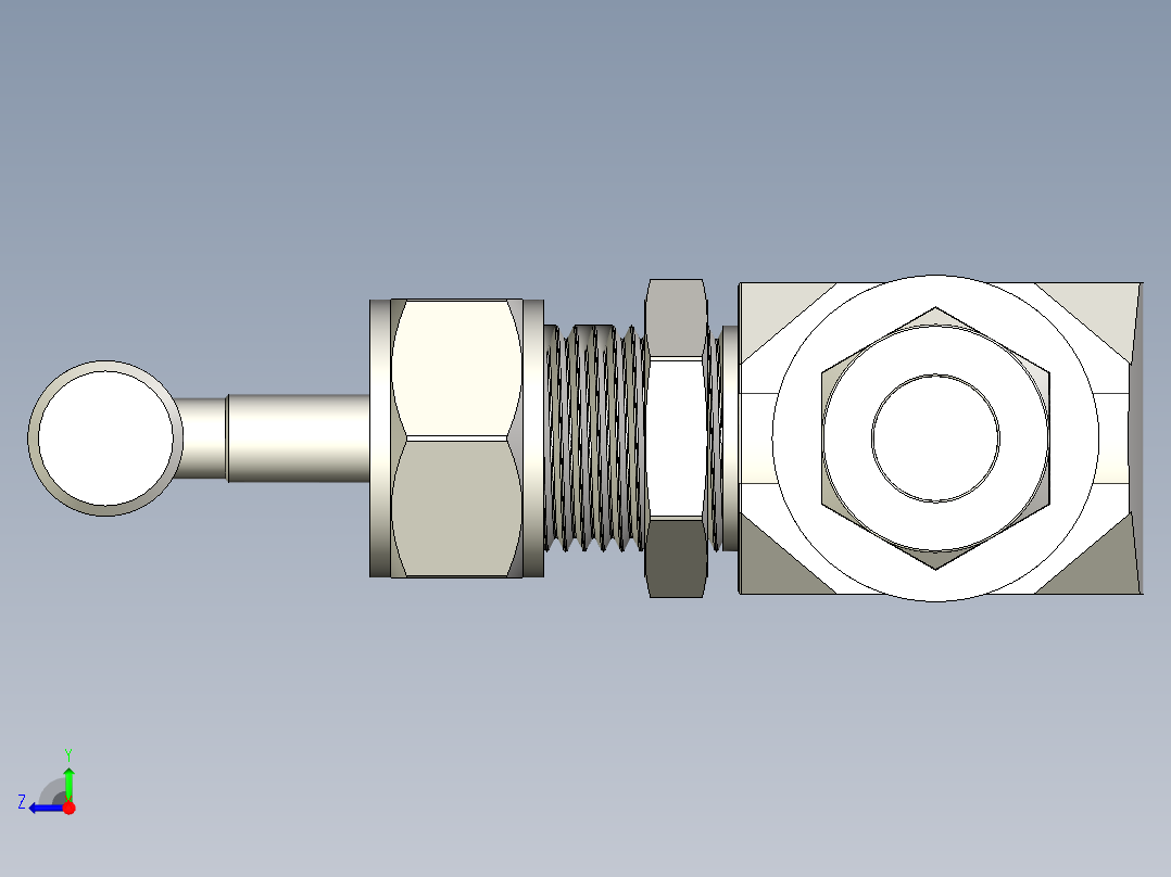 不锈钢整体阀盖针形阀，NV系列右视图