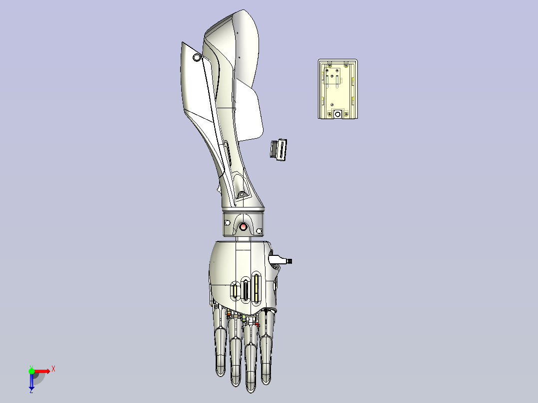 一种仿生假手(假肢)3D设计建模图纸俯视图