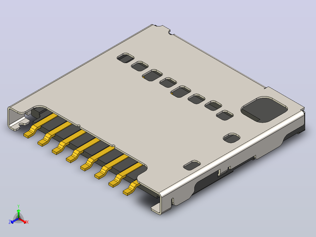 推拉式连接器MicroSD卡插槽正等轴测图