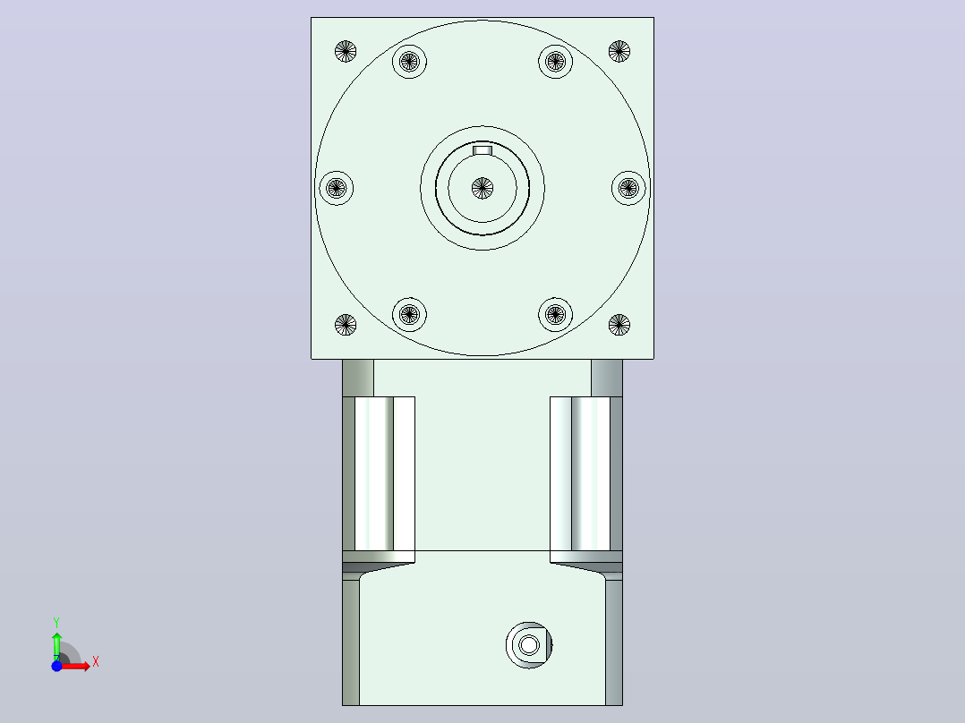 PW110双轴 PLX90-L1 19-70-90-M6 PW110转向器 双轴输出 带90 直齿 行星减速机前视图