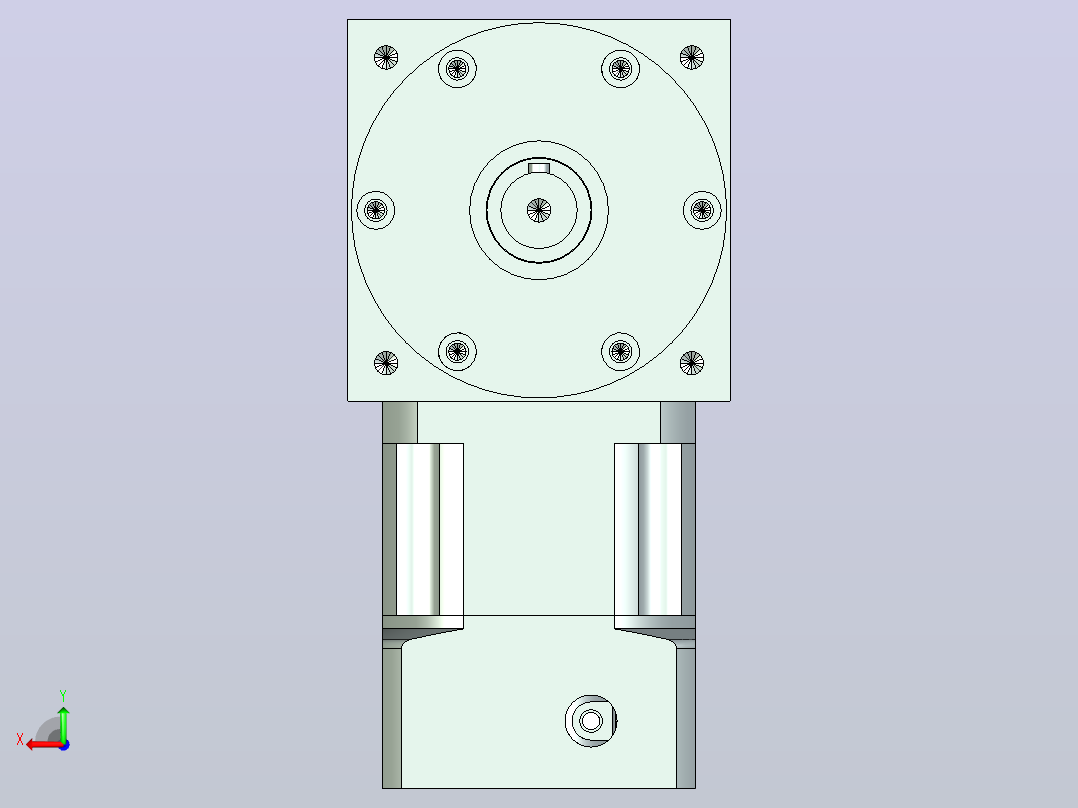 PW110双轴 PLX90-L1 19-70-90-M6 PW110转向器 双轴输出 带90 直齿 行星减速机后视图