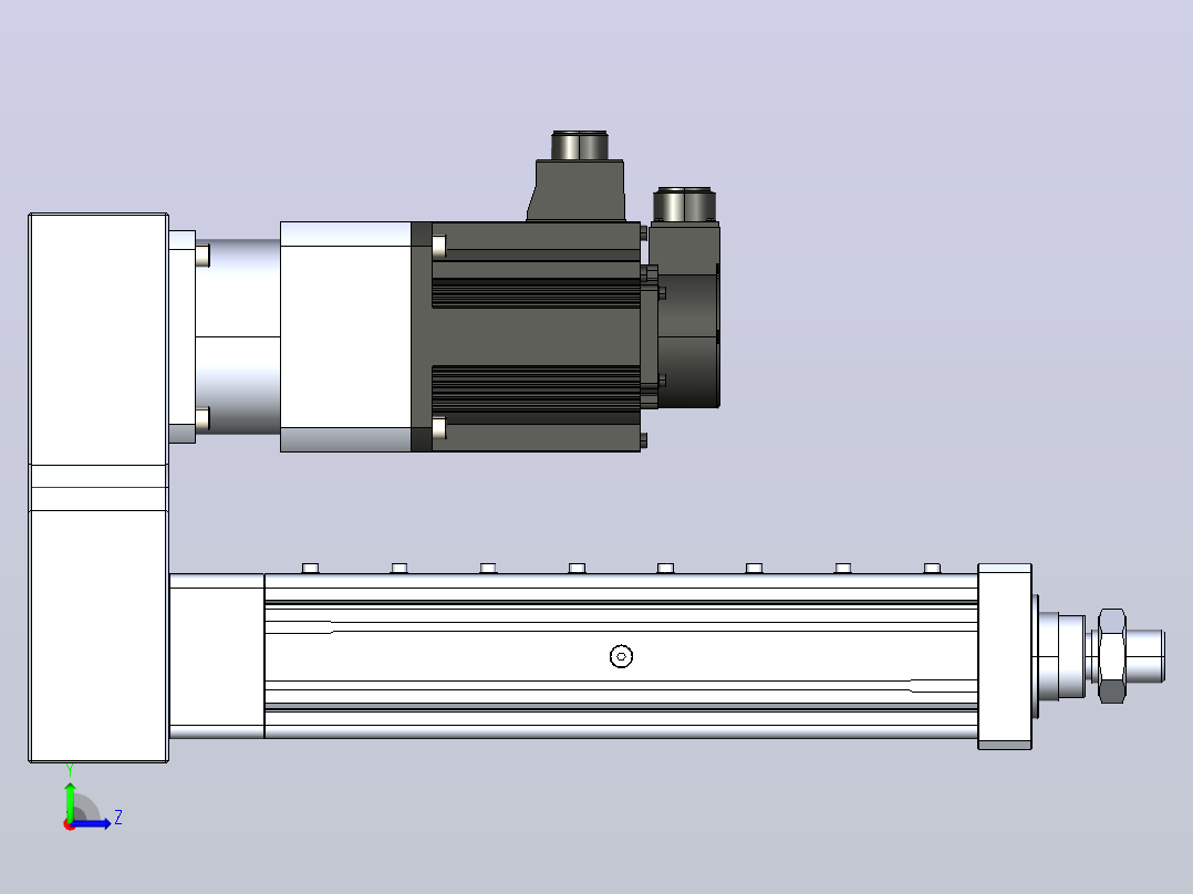 MTA80-250-P10-FF-P-K□-P1500（2000）W-S3 MTA80电动缸 最大负载35KN 额定负载30KN 1500(2000)W电机间接安装 配减速机左视图